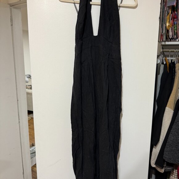 ✨🖤 Anthropologie Mock-Neck Plunge Black Jumpsuit - Size L🖤✨ - Picture 6 of 12